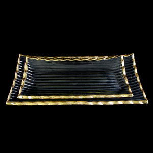 Rectangular Striped Gold Hot Bending Plate YD-HBP-014