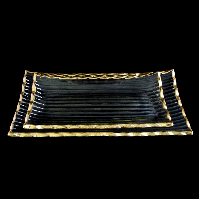 Rectangular Striped Gold Hot Bending Plate YD-HBP-014