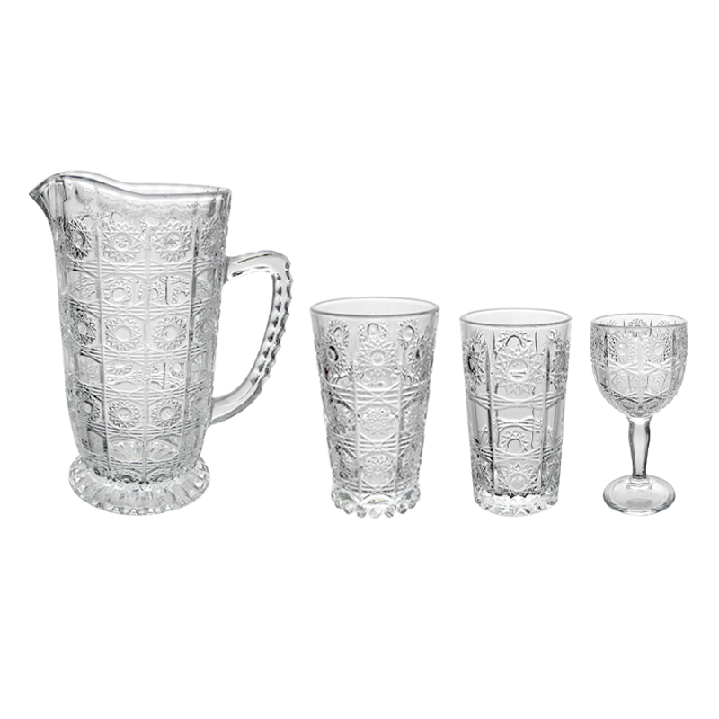 Embossed Pattern Glass Kettle Combination YD-CUP-049