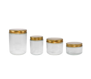 Golden Stainless Steel Lid Cylindrical High Borosilicate Glass Honey Storage Jar YD-STJ-113