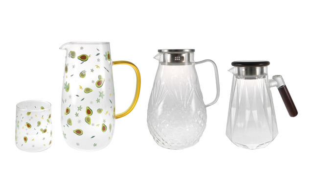 Flower-pattern Relief High Borosilicate Glass Kettle YD-KEL-005