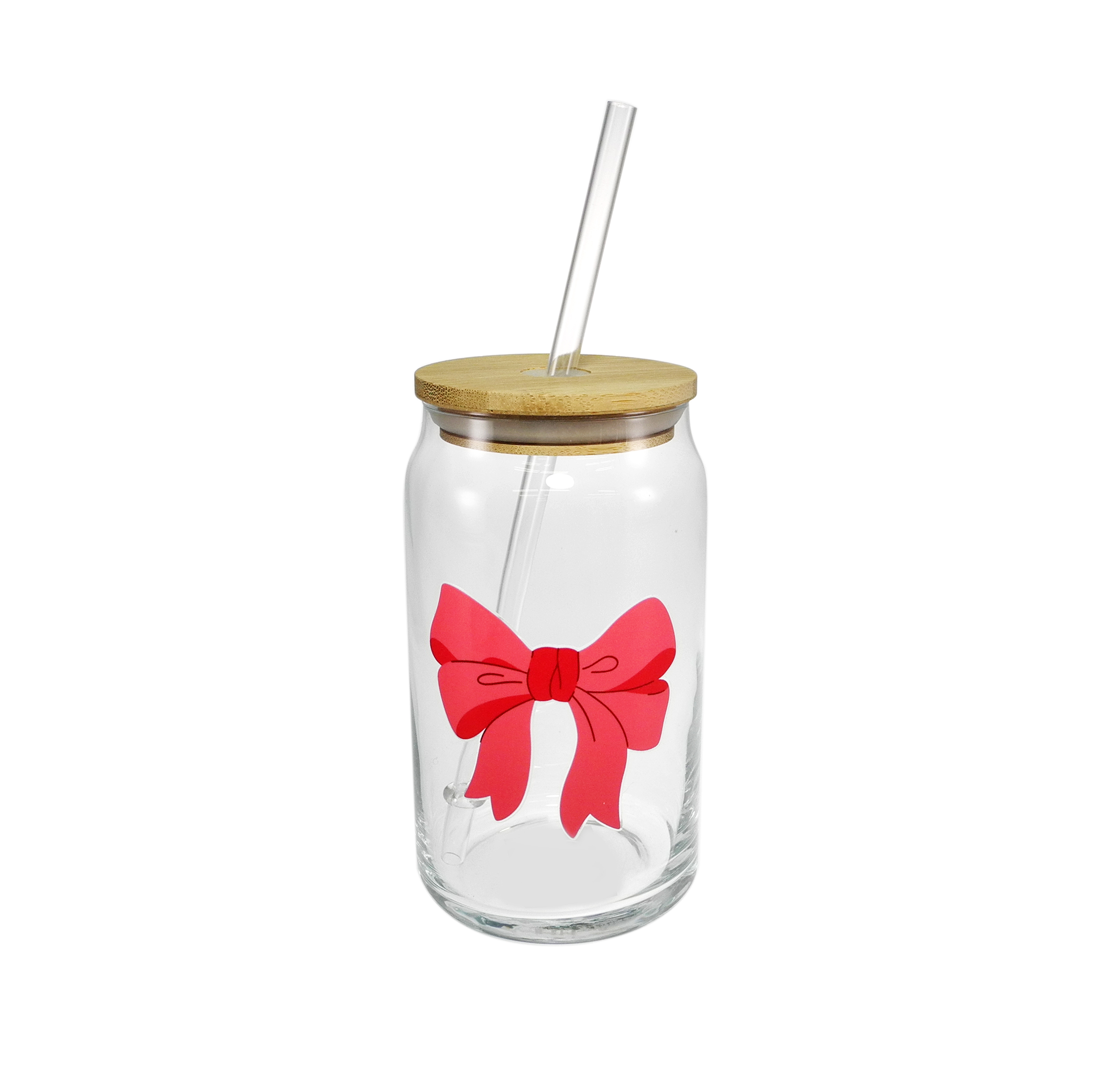 Bowknot Pattern Straw Glass with High Borosilicate Glass YD-CUP-144