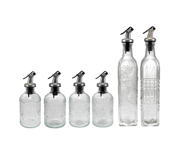 External Relief Transparent Glass Balsamic Vinegar Bottle YD-OVB-041