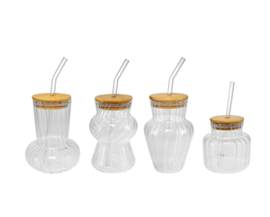 Wooden Lid with Straw-shaped Special-shaped High Borosilicate Glass Cup YD-CPU-125
