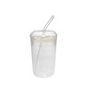 Wooden Lid with Straw, High Borosilicate Glass Cup YD-CPU-124