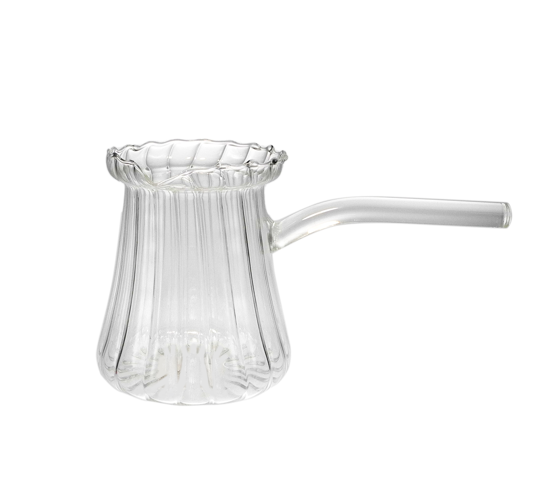 Special-shaped handle vertical striped high borosilicate glass cup YD-CPU-129