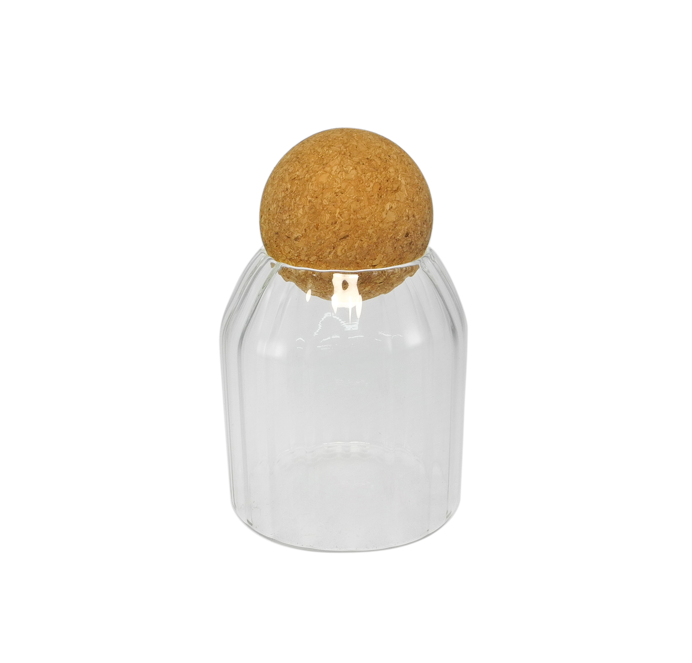 Vertical Striped Cylindrical High Borosilicate Glass Storage Jar YD-STJ-089