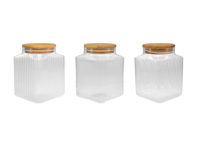 External Vertical Stripe Relief High Borosilicate Glass Storage Jar YD-STJ-075