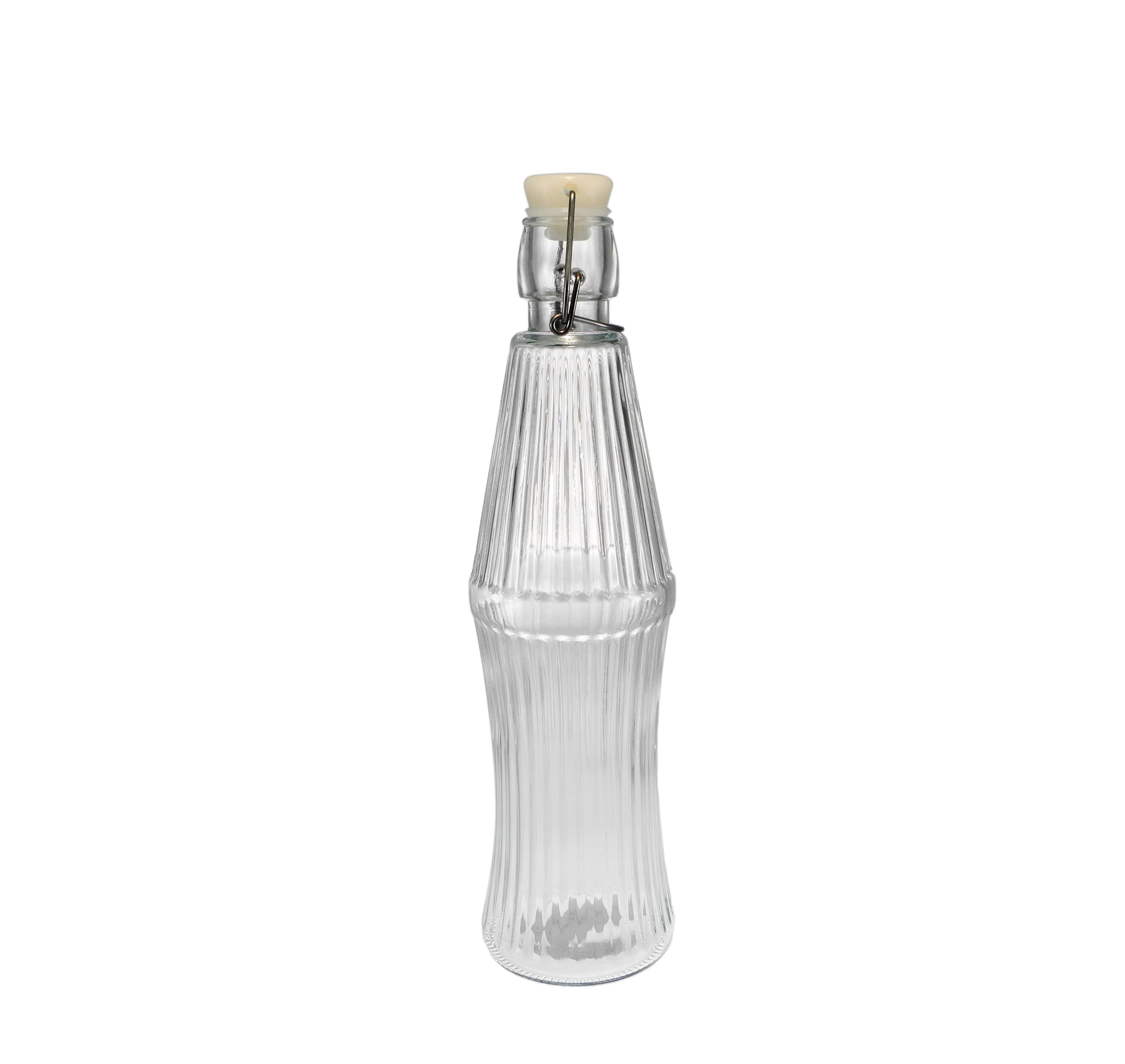 Vertical Striped Transparent Glass Clip Bottle YD-BOT-045