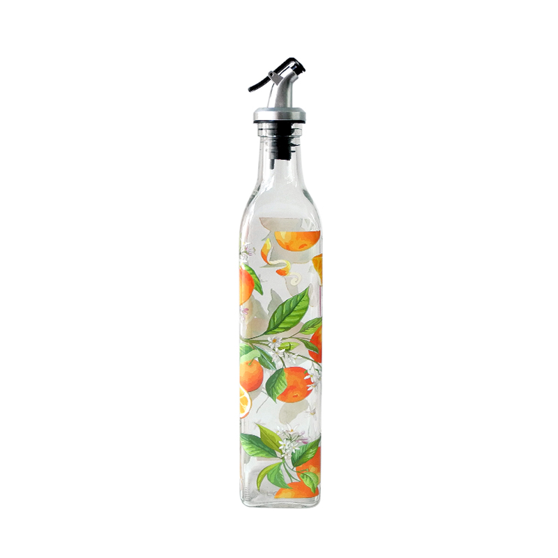Patterned Transparent Glass Oil Bottle YD-OVB-033