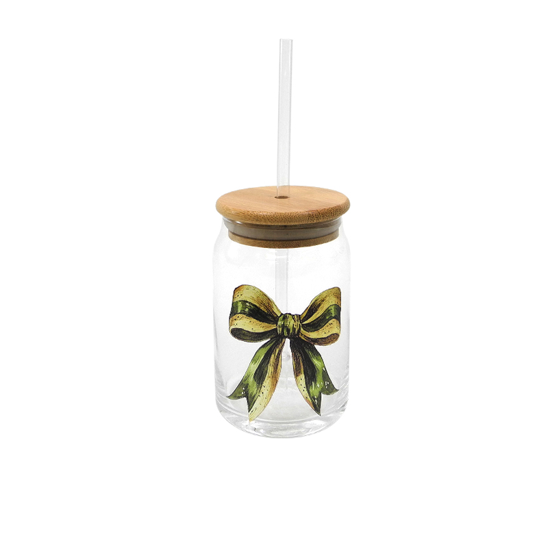 Christmas Patterned Glass Straw Cup YD-CUP-088