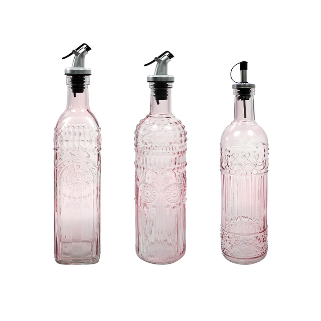 Pink Glass Oil Bottle YD-OVB-027