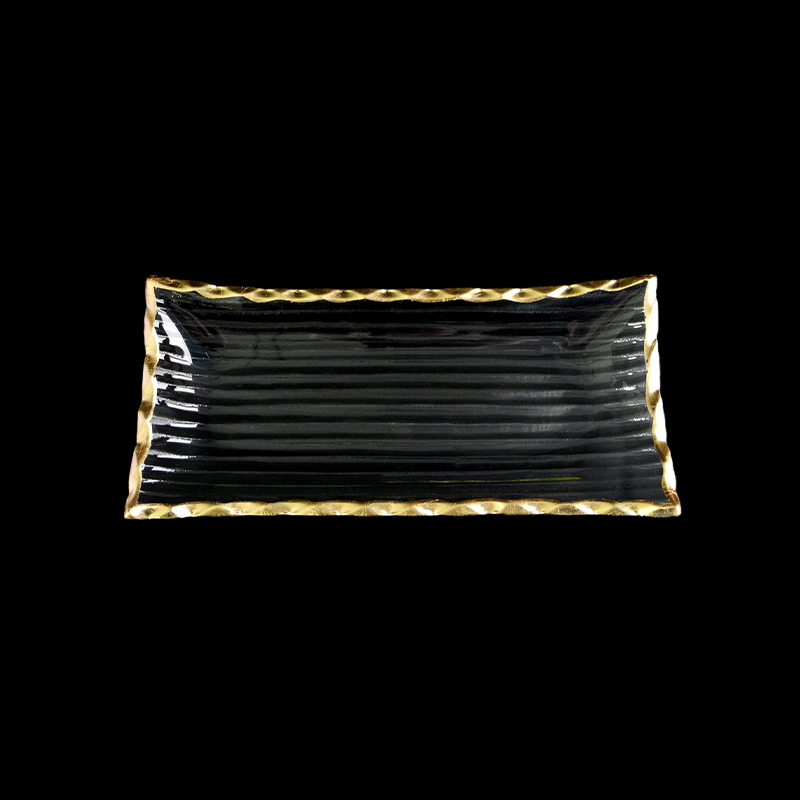 Rectangular Striped Gold Hot Bending Plate YD-HBP-014