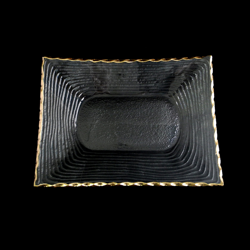 Square Striped Gold Hot Bending Plate YD-HBP-017