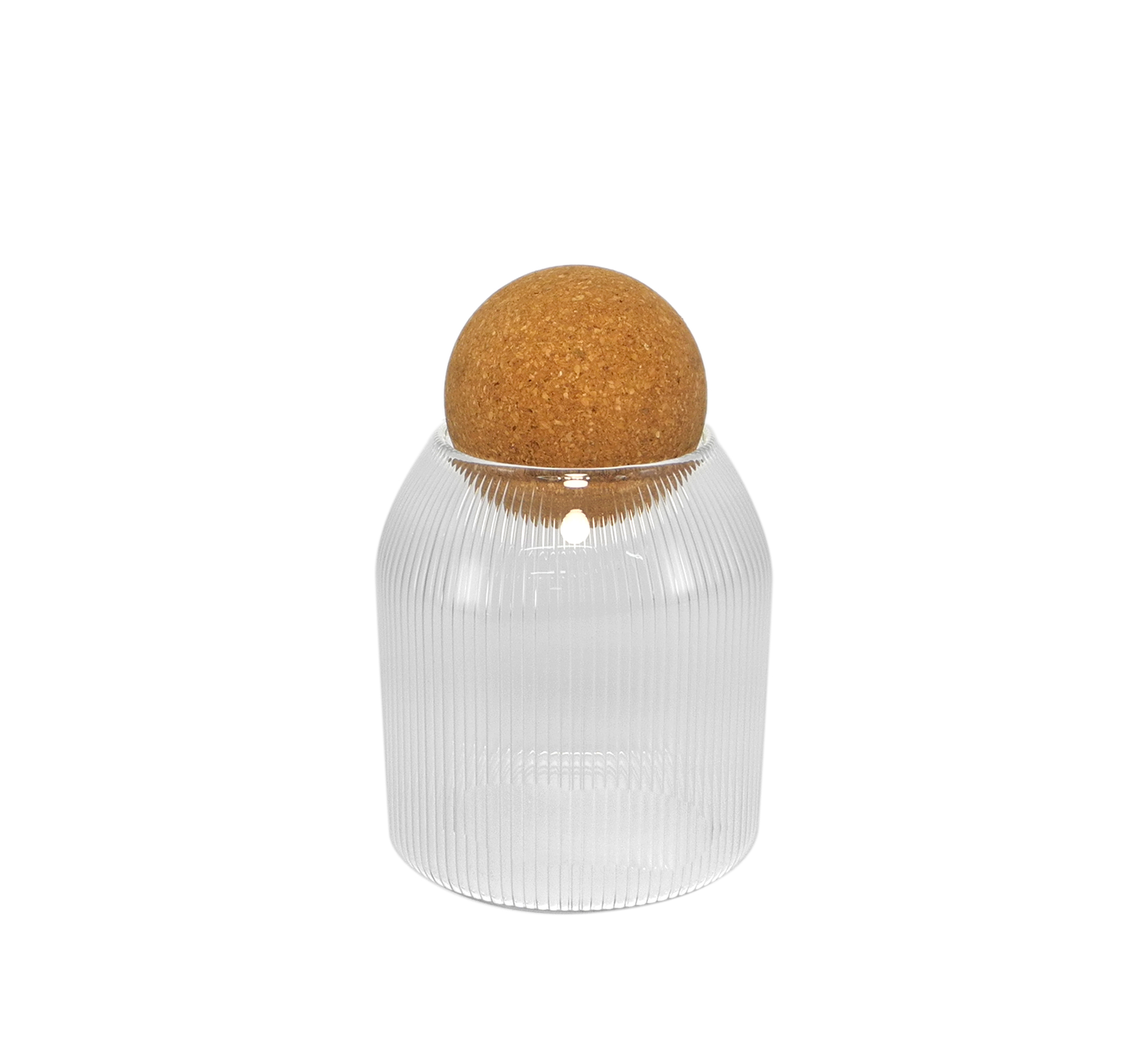 Vertical Striped Round Wooden Stopper with High Borosilicate Glass Storage Jar YD-STJ-101