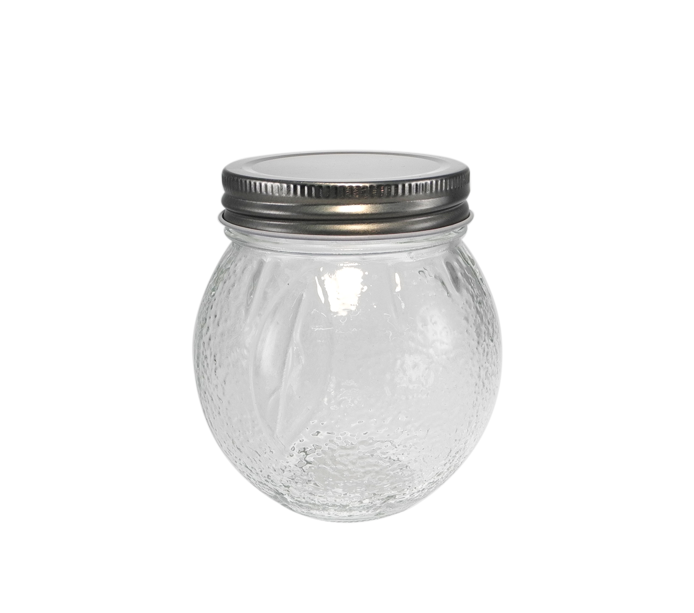 Relief-patterned Stainless Steel Lid, Round High Borosilicate Glass Storage Tank YD-STJ-144