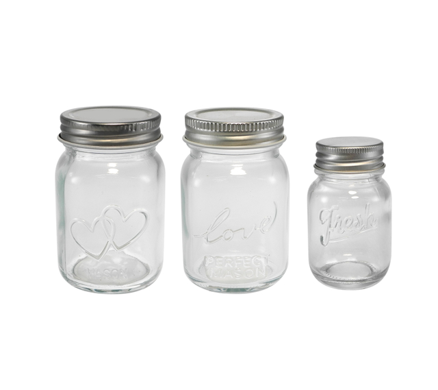 Silver Stainless Steel Lid with Embossed Patterns, High Borosilicate Glass Storage Jar YD-STJ-155