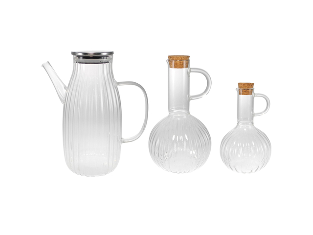 Vertical Striped Borosilicate Glass Kettle YD-KEL-001
