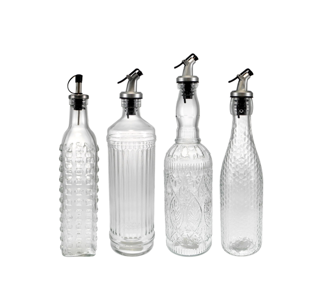 Relief Transparent Glass Balsamic Vinegar Bottle YD-VOB-040