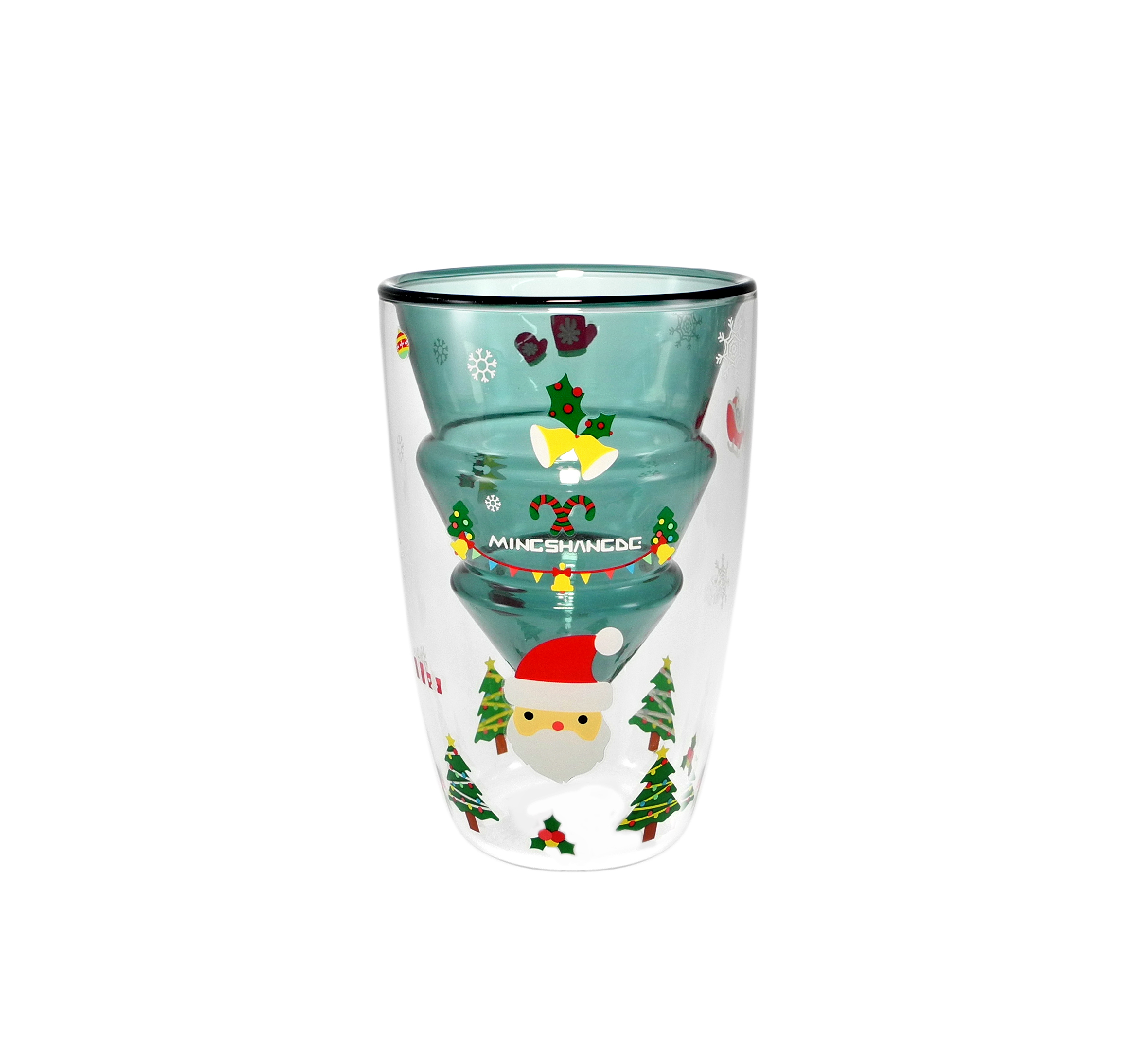 Christmas Santa Claus Themed Alien-shaped Borosilicate Glass Cup YD-CPU-131