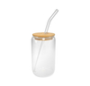 Wooden Lid with Straw, High Borosilicate Glass Cup YD-CPU-124