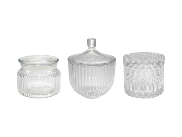 Striped Relief High Borosilicate Glass Storage Tank YD-STJ-174