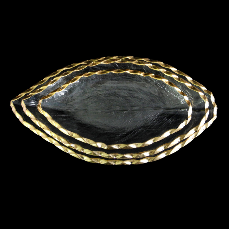 Leaf-shaped Gold-painted Hot Bending Plate YD-HBP-010