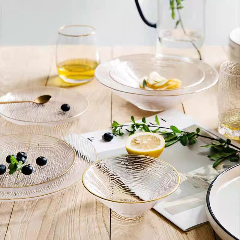 Gold Edge Transparent Glass Bowl YD-BOW-017
