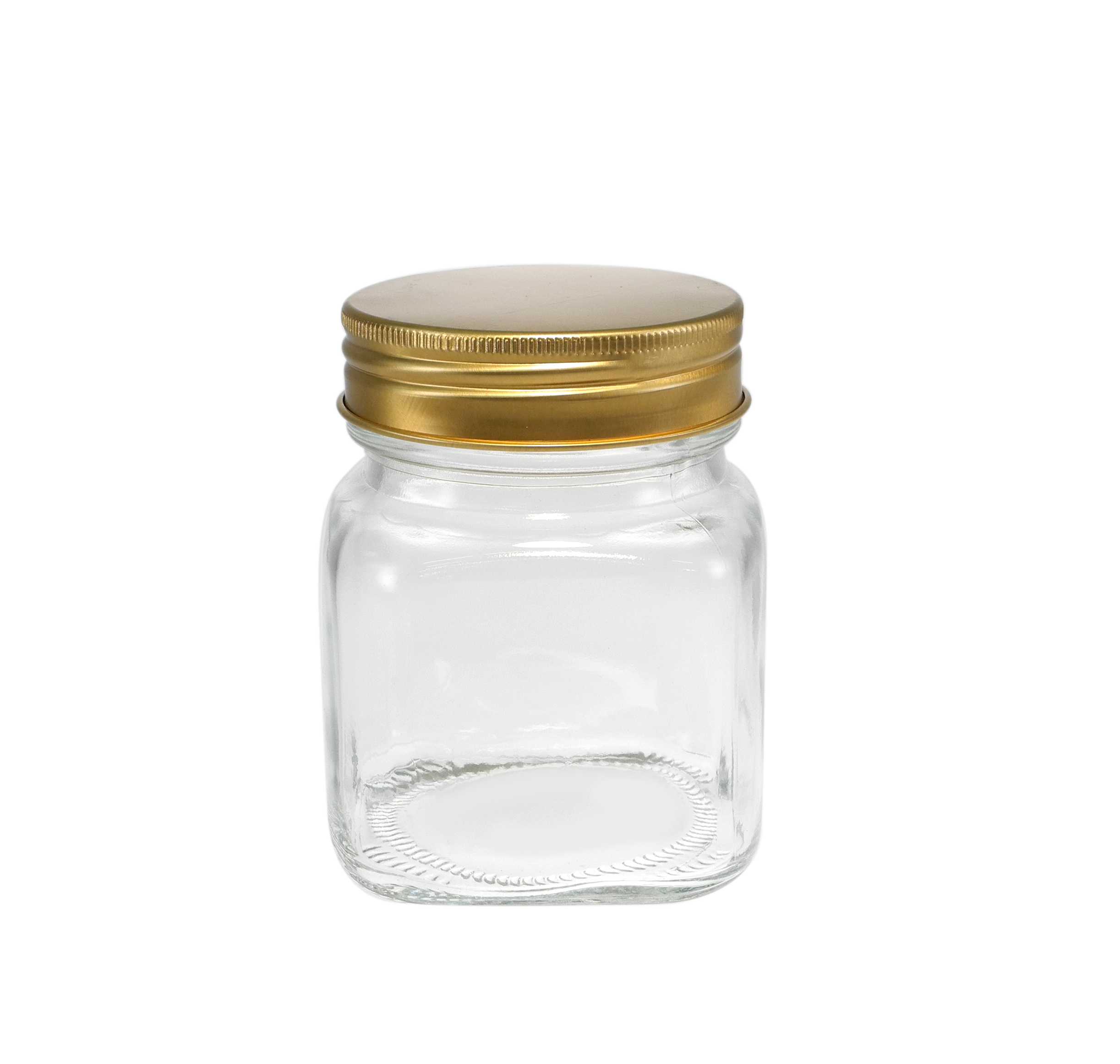 Square Polished Golden Lid High Borosilicate Glass Storage Jar YD-STJ-134