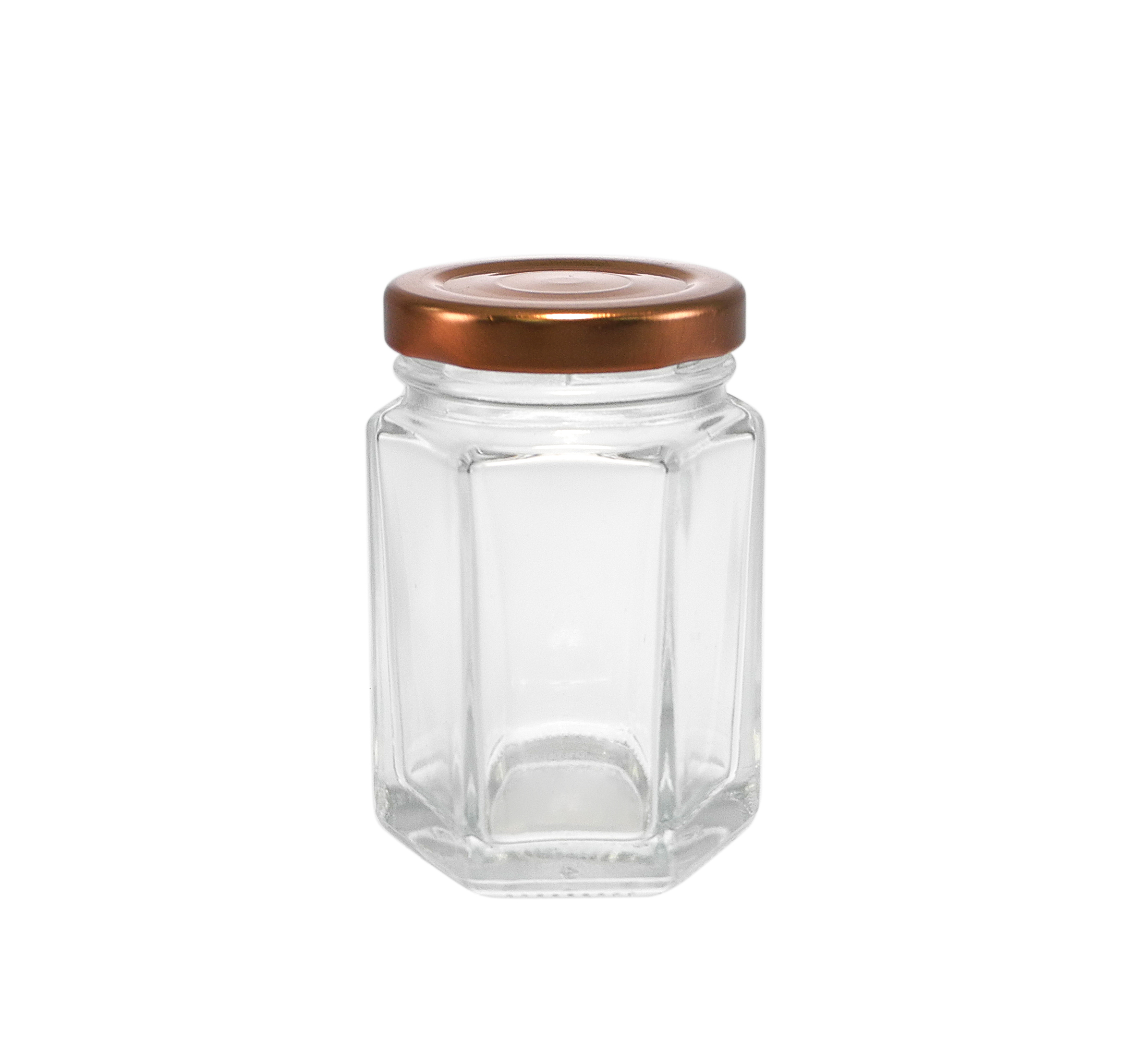 Hexagonal Polished Brown Lid High Borosilicate Glass Storage Jar YD-STJ-133