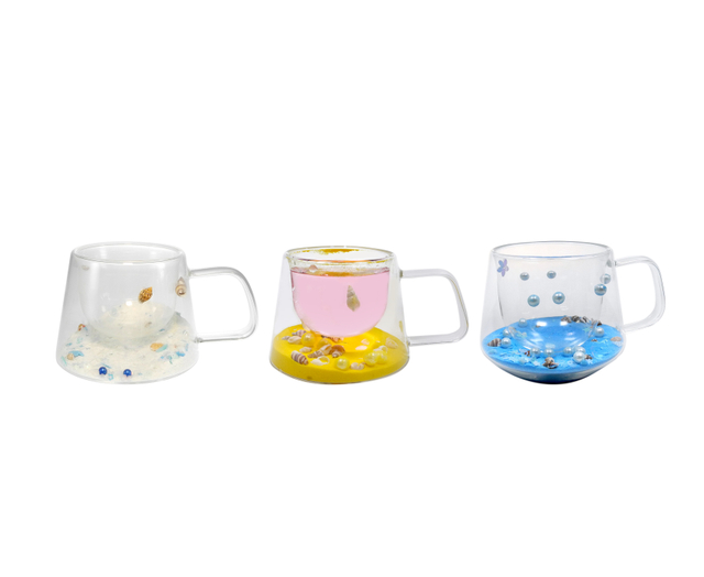 Ocean-themed Double-layer Borosilicate Glass Cup YD-CPU-117