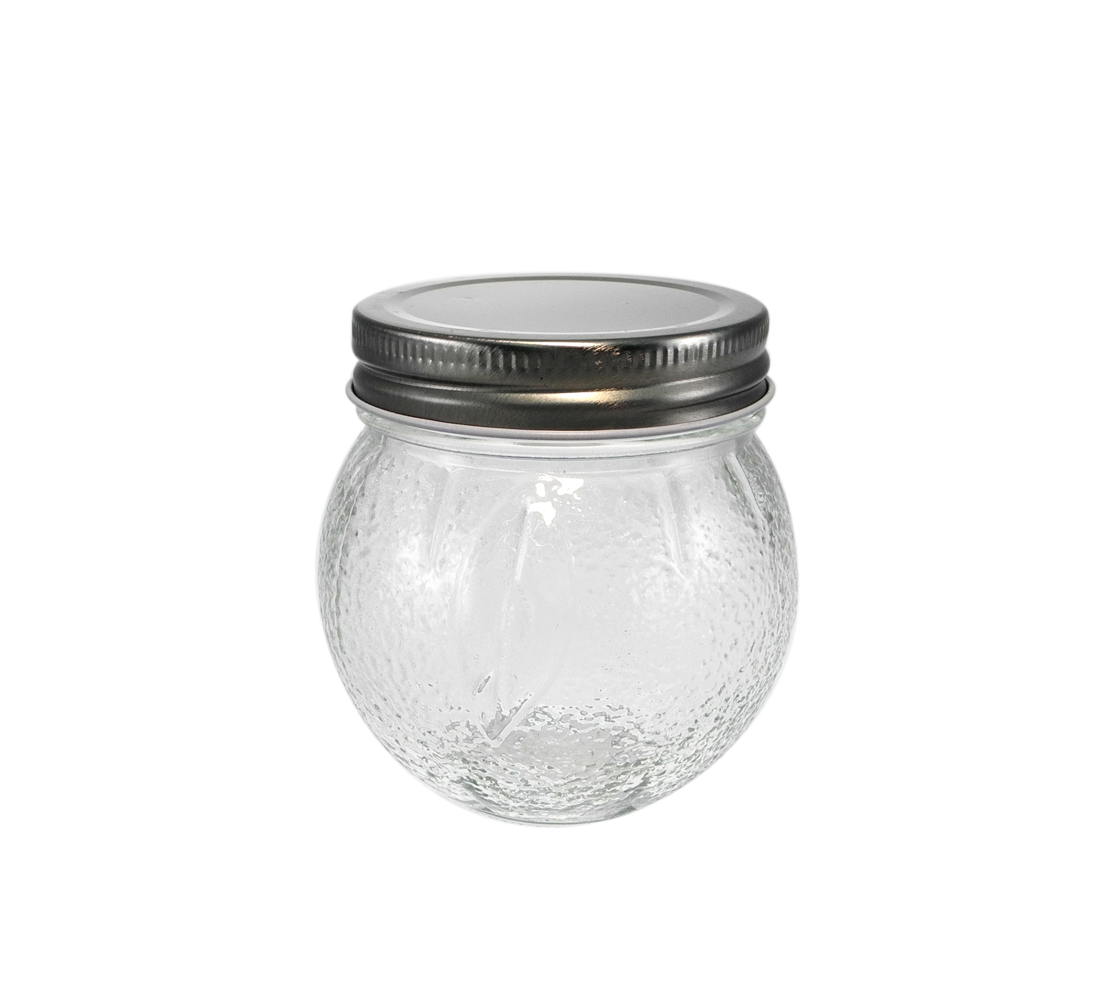 Relief-patterned Stainless Steel Lid, Round High Borosilicate Glass Storage Tank YD-STJ-144