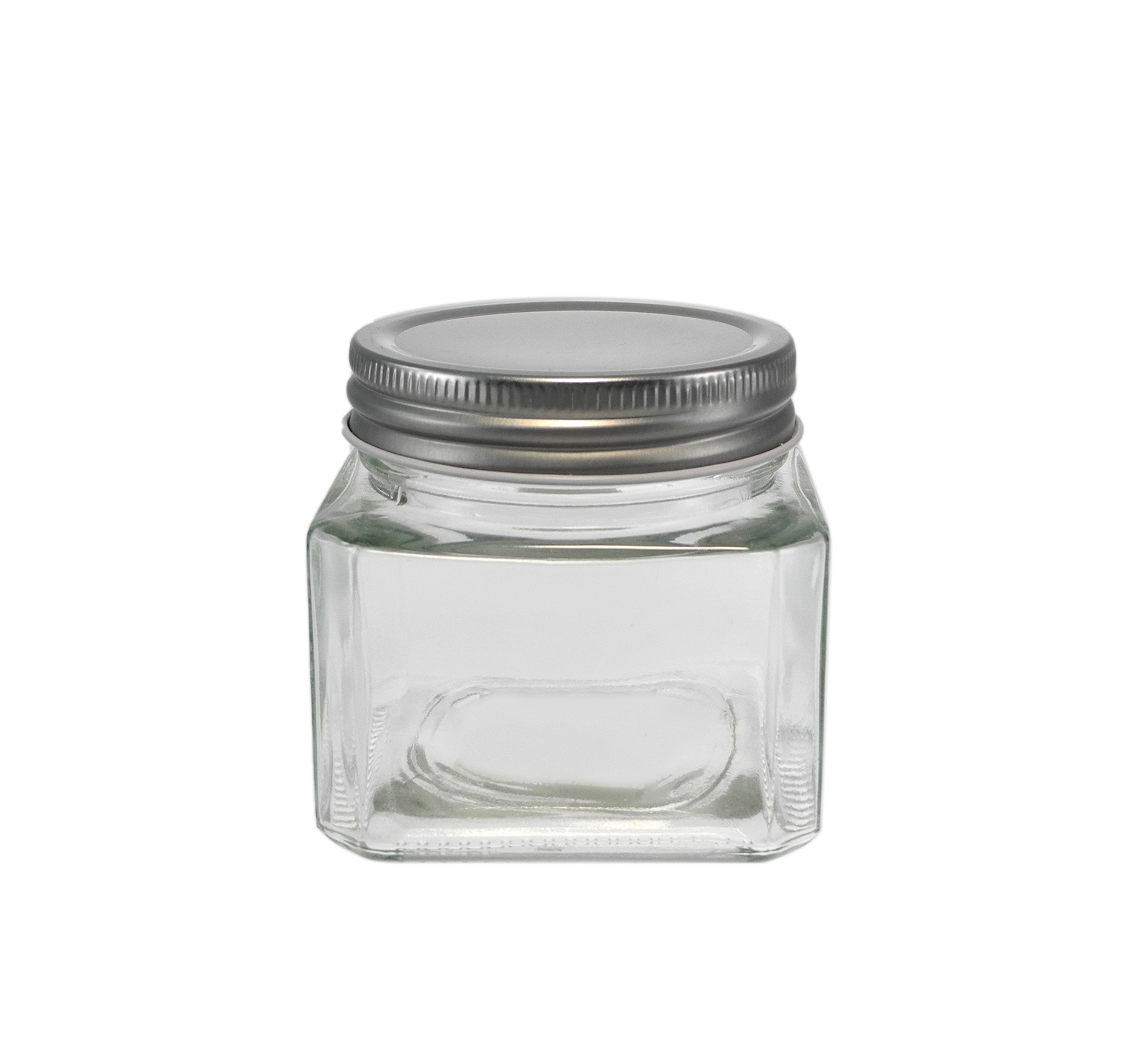 Square Polished Silver Stainless Steel Lid for High Borosilicate Glass Storage Jar YD-STJ-136
