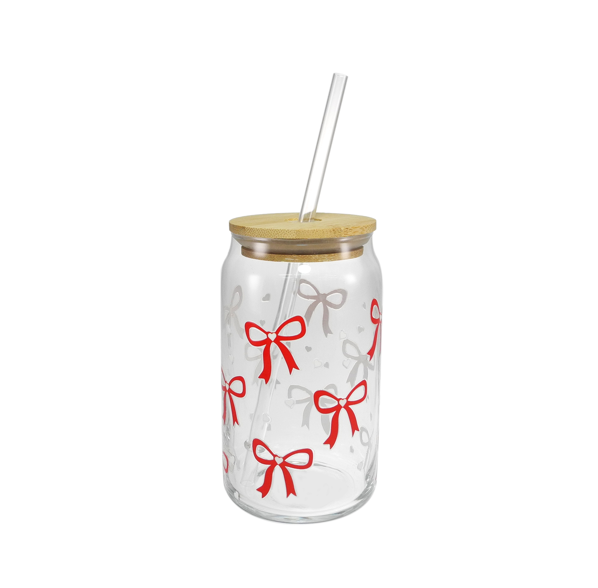 Bowknot Pattern Straw Glass with High Borosilicate Glass YD-CUP-144