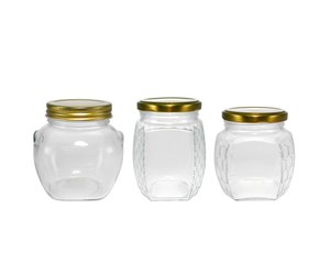 Cobweb Relief Pattern Gold Stainless Steel Lid High Borosilicate Glass Storage Jar YD-STJ-116