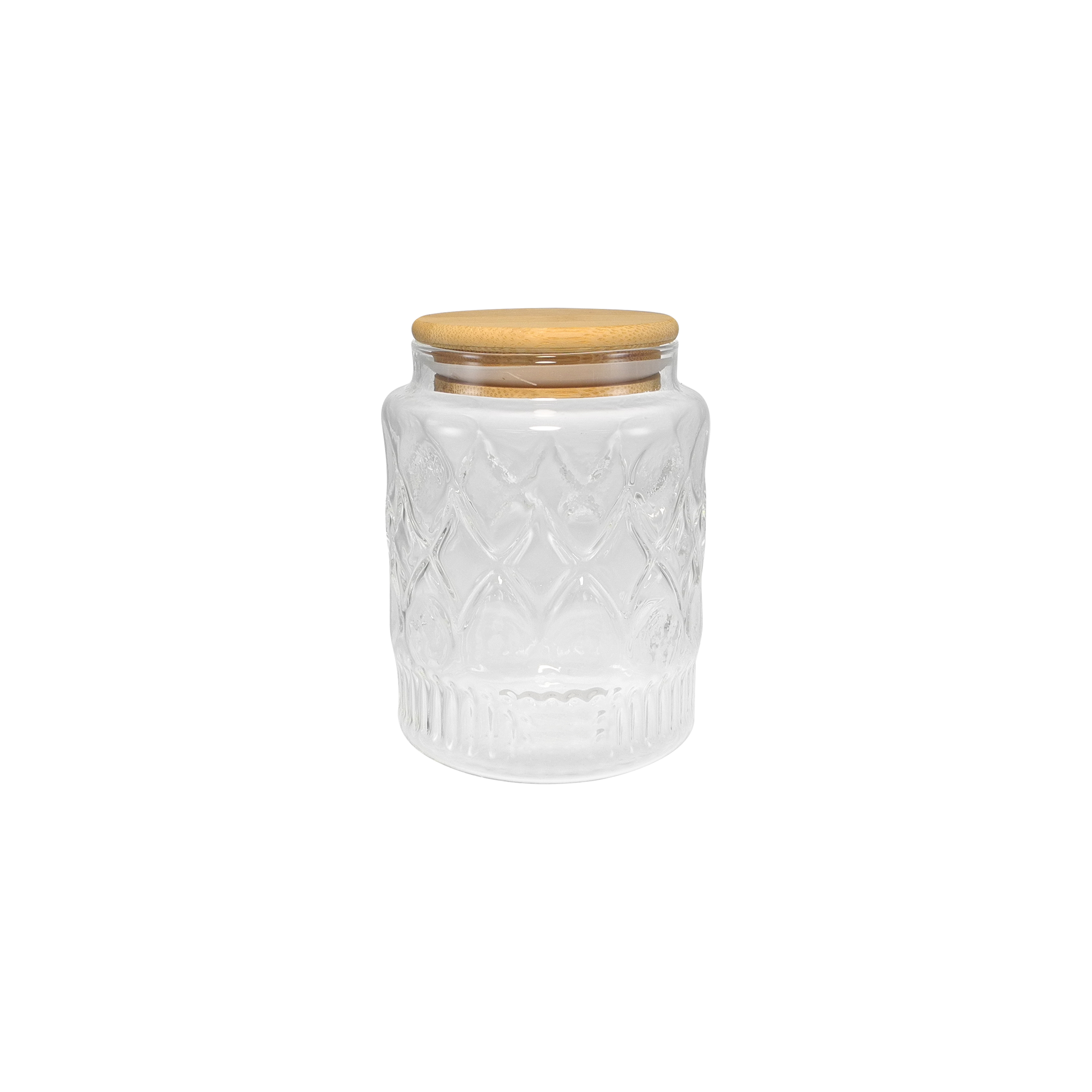 Rhombus-shaped Relief Pattern High Borosilicate Glass Storage Jar YD-STJ-077