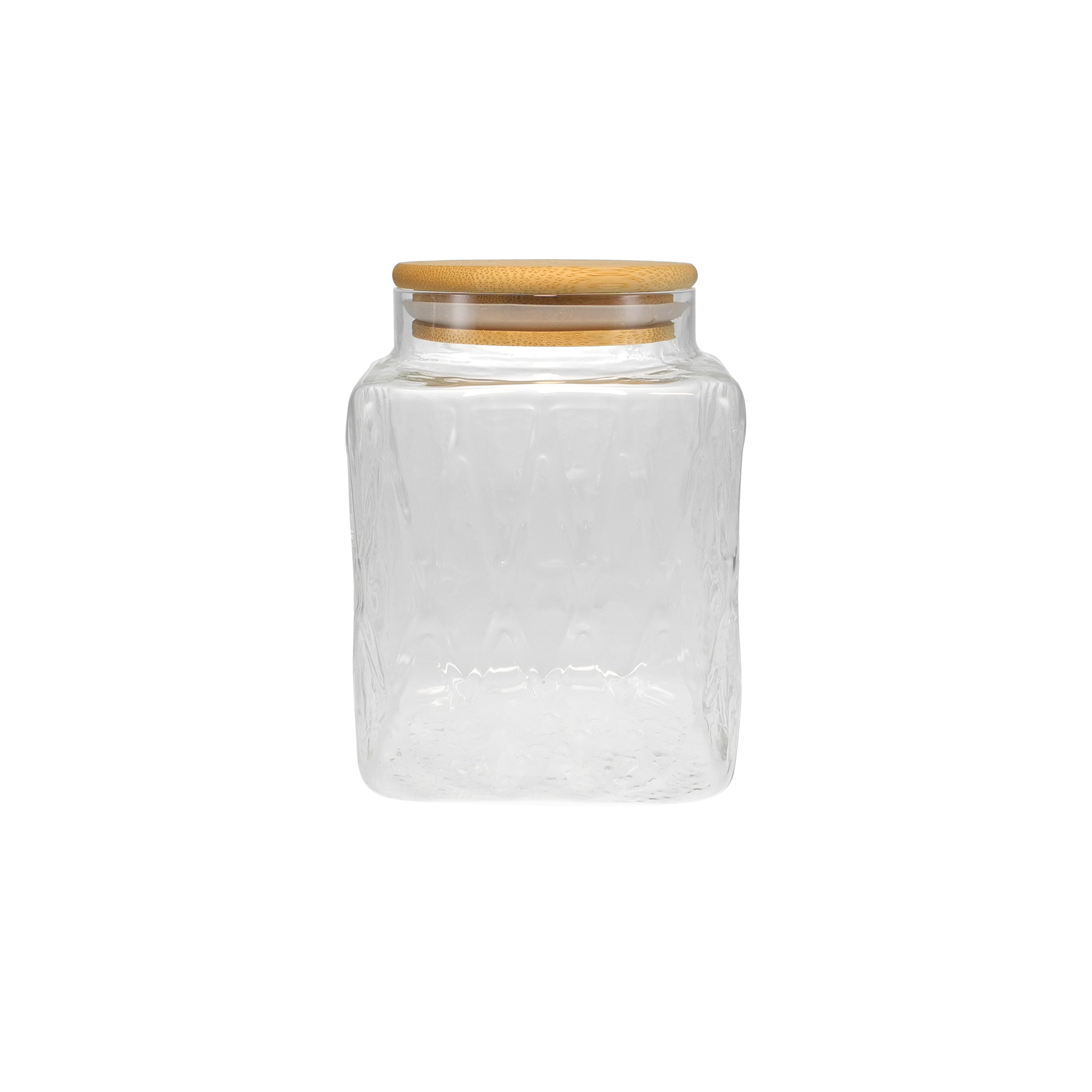 Square Relief Glass Storage Jar Made of High Borosilicate Glass YD-STJ-084