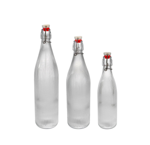 Vertical Striped Relief Glass Stopper Bottle YD-BOT-041