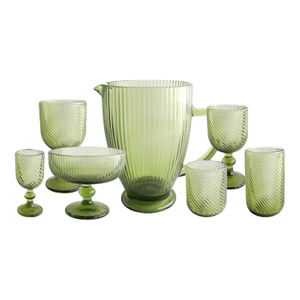 Green Striped Glass Cup Set YD-CUP-064