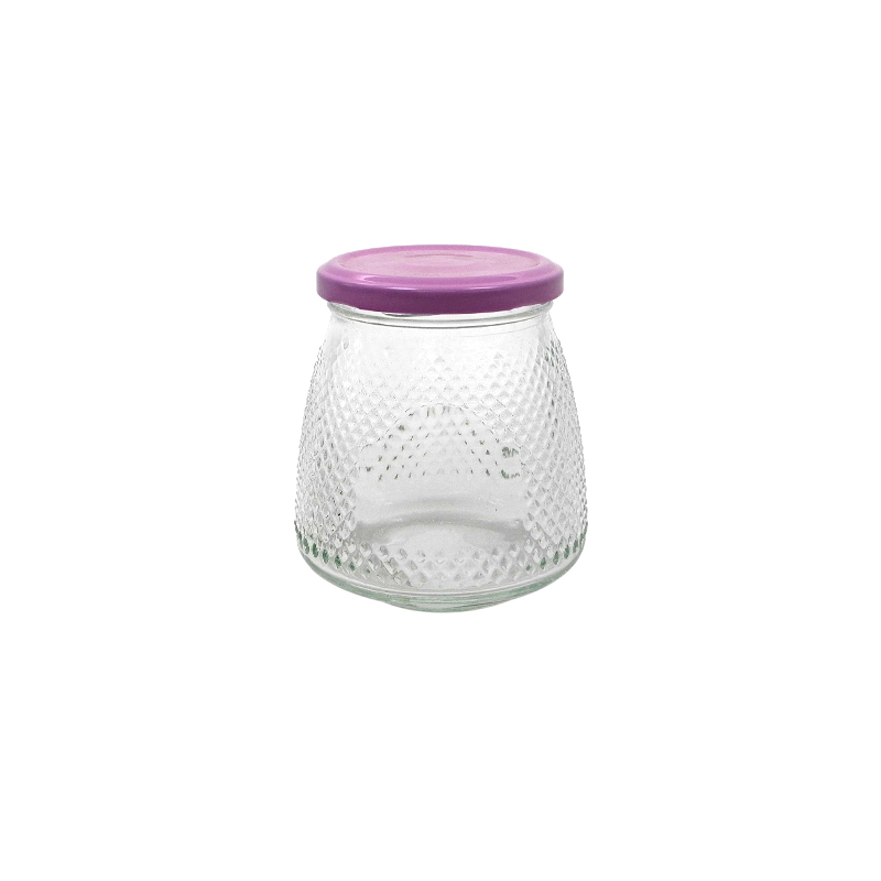 Exposed material storage jar with purple lid YD-STJ-054
