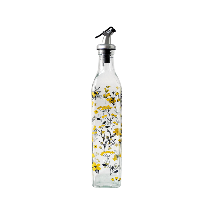 Patterned Transparent Glass Oil Bottle YD-OVB-033