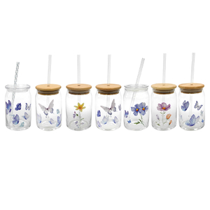 Butterfly And Flower Patterned Straw Cup YD-CUP-089