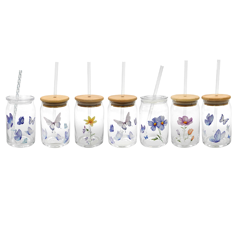 Butterfly And Flower Patterned Straw Cup YD-CUP-089