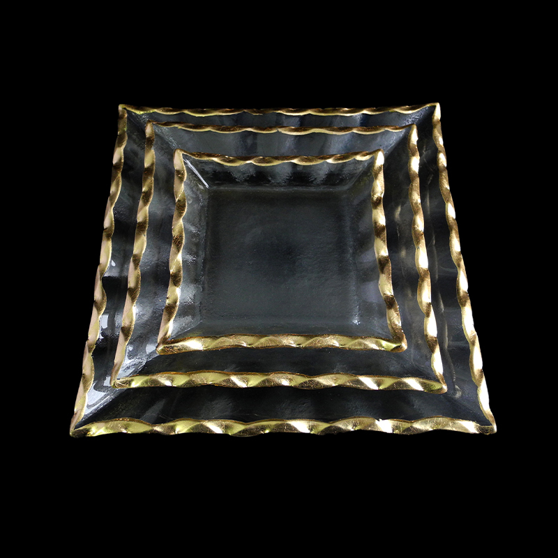 Square Ruffled Gold-painted Hot-bent Plate YD-HBP-034