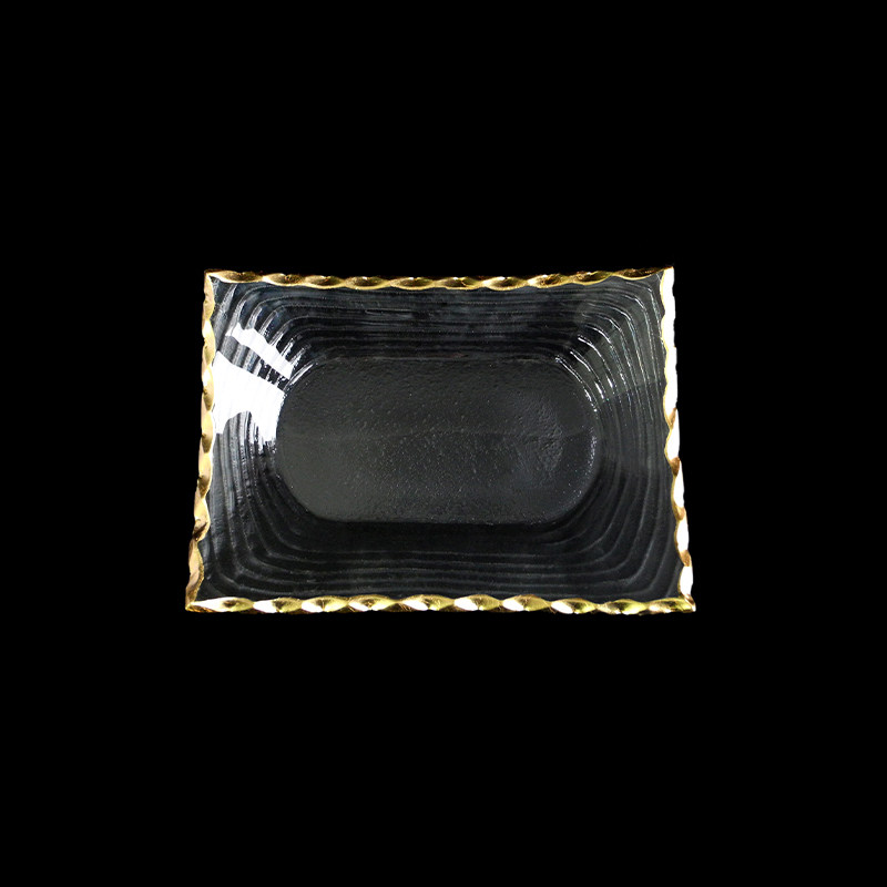 Square Striped Gold Hot Bending Plate YD-HBP-017