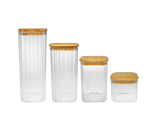 Square Vertical Striped Borosilicate Glass Storage Jar YD-STJ-100