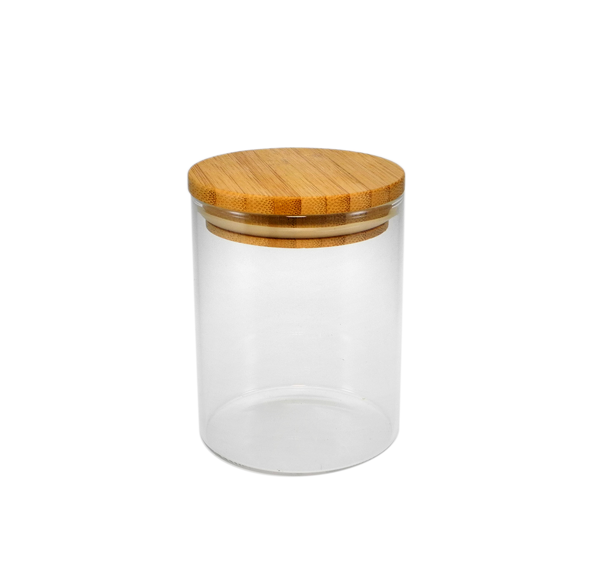 Cylindrical Polished Wooden Lid with High Borosilicate Glass Storage Jar YD-STJ-104