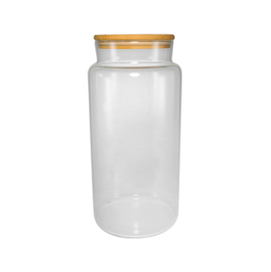 Large Cylindrical Polished Round Wooden Lid with High Borosilicate Glass Storage JarYD-STJ-108