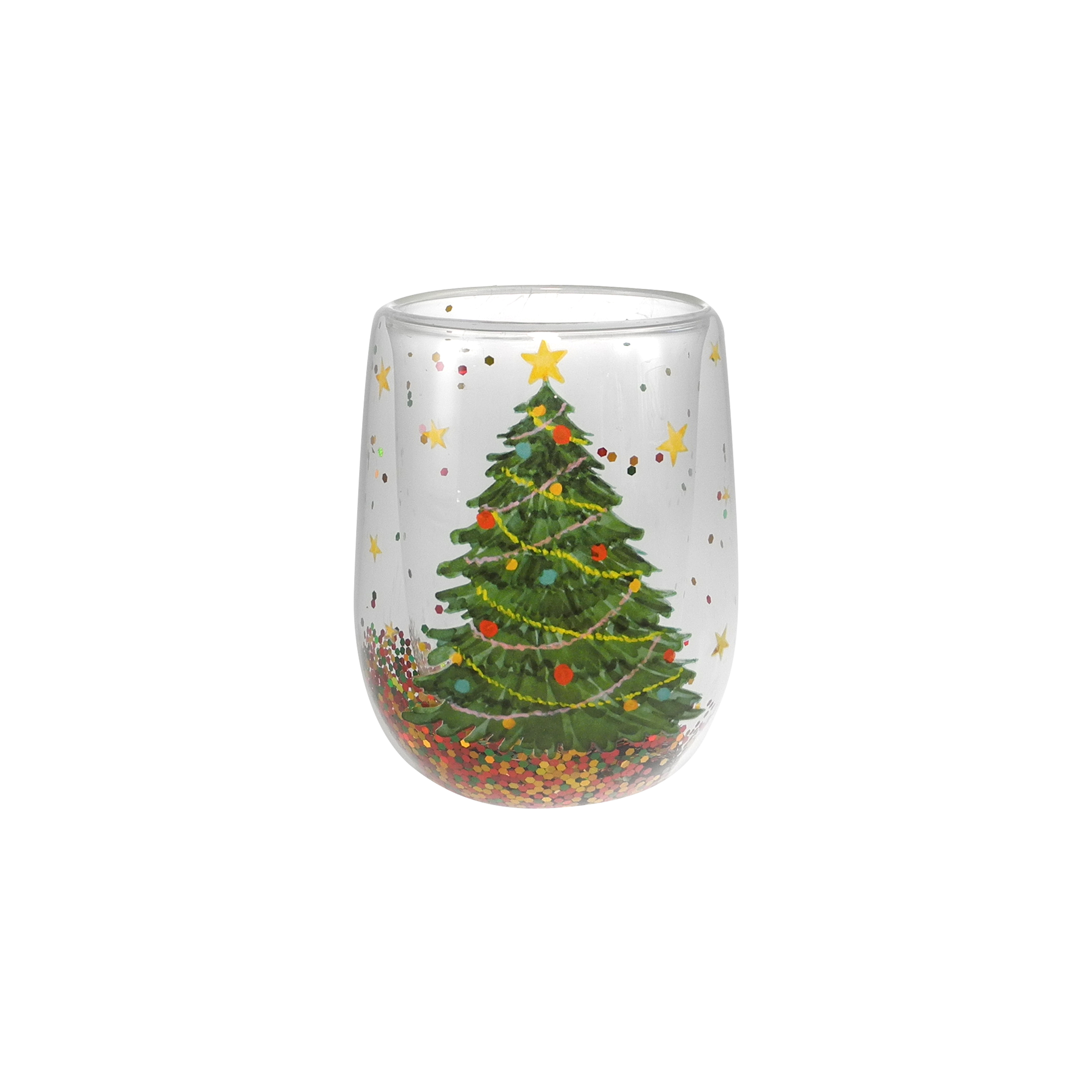 Christmas Tree Double-tiered Borosilicate Glass Cups YD-CPU-103