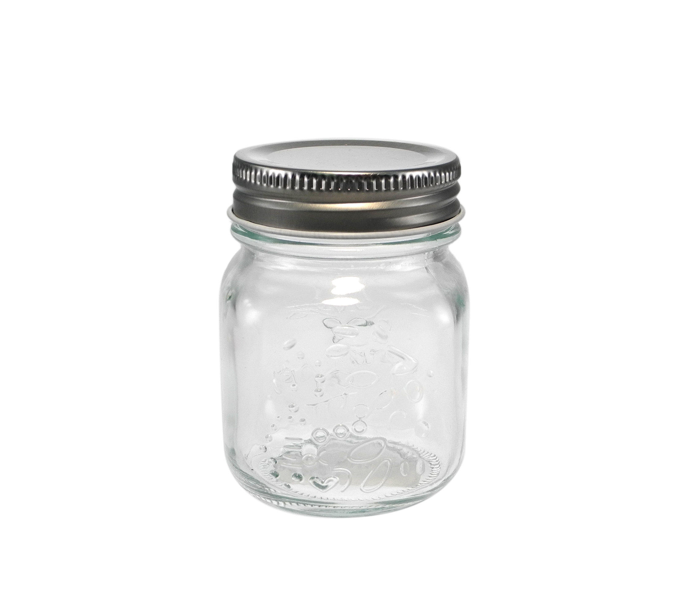 Relief-patterned Silver Stainless Steel Lid, Cylindrical High Borosilicate Glass Storage Tank YD-STJ-141